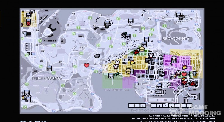 Карта с названиями улиц для GTA San Andreas