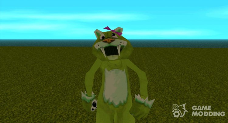 El hombre en el traje de ensalada de un tigre de dientes de sable delgado de Zoo Tycoon 2 para GTA San Andreas