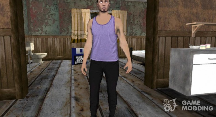 Skin HD GTA V Online guy with white eyes for GTA San Andreas