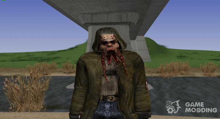 A member of the group Dark stalkers with the head of a bloodsucker from S. T. A. L. K. E. R V. 5 for GTA San Andreas