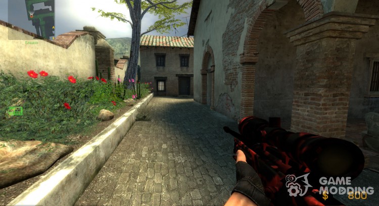 Red tiger camo AWP for Counter-Strike Source