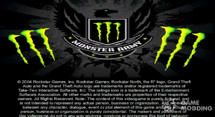 Pantalla de arranque de Monster Energy para GTA San Andreas
