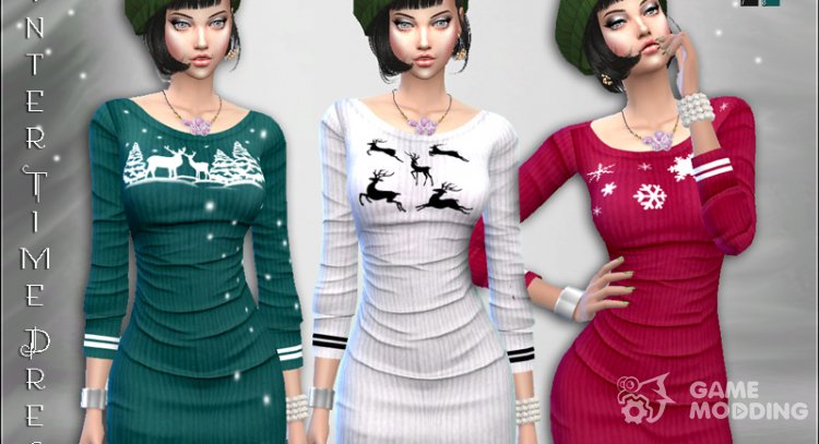 Winter Time Dress para Sims 4