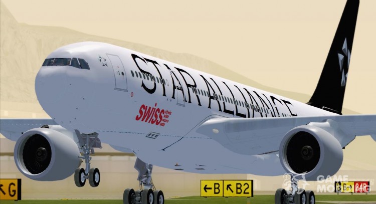 Las líneas de aire internacionales suizas A330-200 Airbus (librea de Star Alliance) para GTA San Andreas