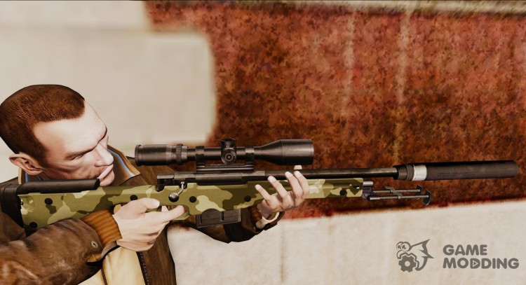 Снайперская винтовка AW L115A1 с глушителем v7 для GTA 4