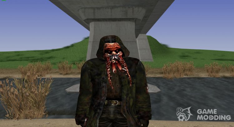 A member of the group Dark stalkers with the head of a bloodsucker from S. T. A. L. K. E. R V. 7 for GTA San Andreas