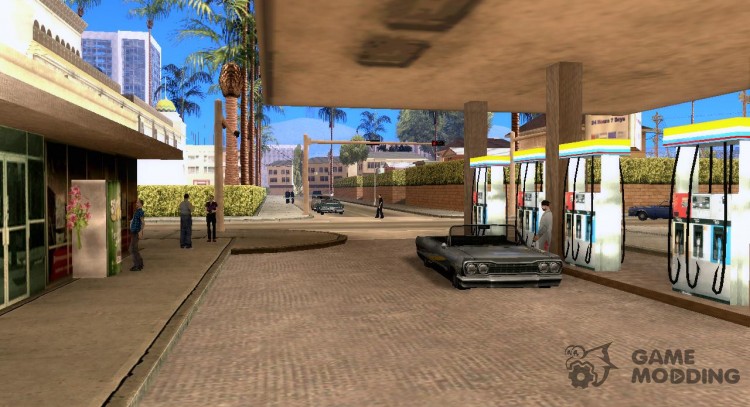 Busy gas station in Los Santos v1.0 for GTA San Andreas