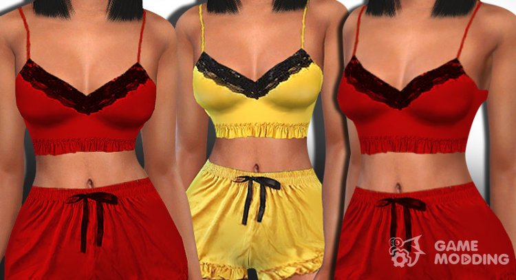 Female Sleeping Ruffle Short Outfits для Sims 4