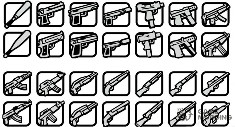Iconos correctos de armas para GTA San Andreas