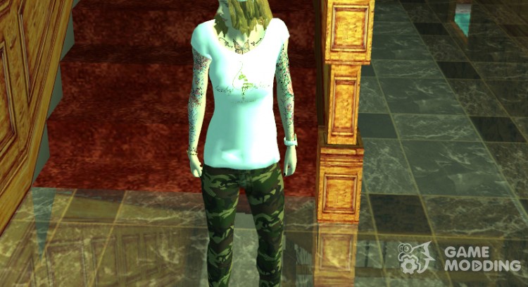 Girl in camouflage pants for GTA San Andreas