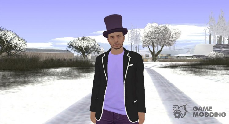 Skin GTA Online в фиолетовом цилиндре для GTA San Andreas
