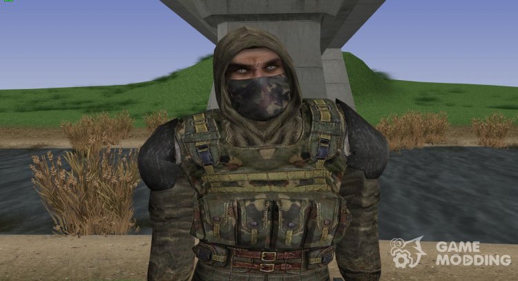 A member of the group Cleaners in the body armor CHN-1 of S. T. A. L. K. E. R V. 3 for GTA San Andreas