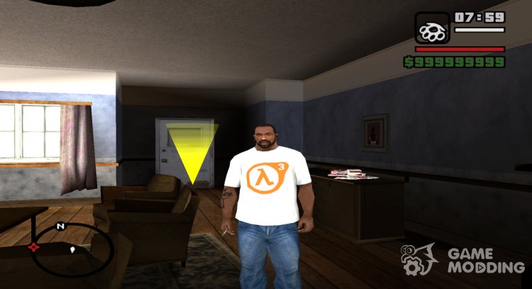 Белая футболка с логотипом Half-Life 3 для GTA San Andreas