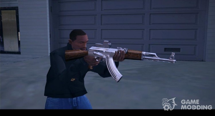 AK-47 woody chrome for GTA San Andreas