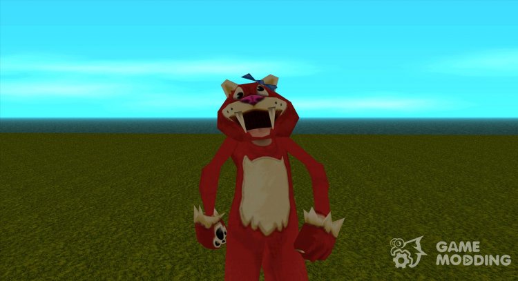 A man in a red suit of a thin saber-toothed tiger from Zoo Tycoon 2 for GTA San Andreas