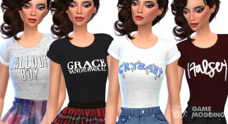 Band Tee-Shirts Pack Of Six for Sims 4