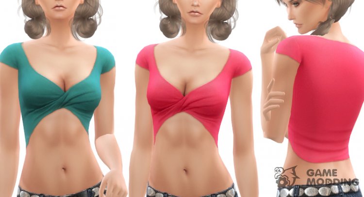 Twist Front Crop Top for Sims 4