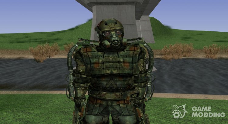 A member of the group the Liquidators in the exoskeleton of S. T. A. L. K. E. R for GTA San Andreas