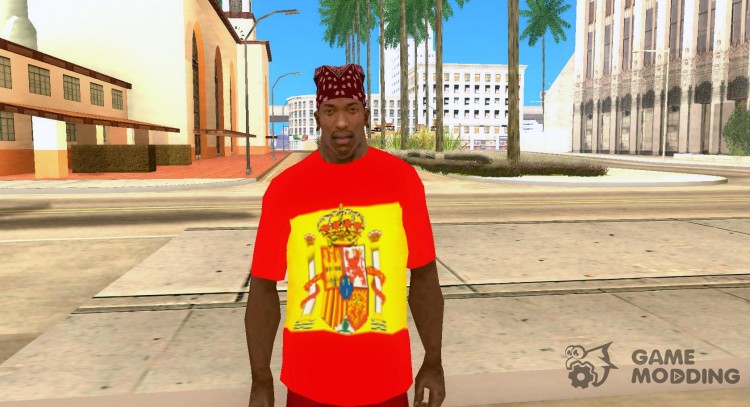 The t-shirt is a fan of the Spanish national football team for GTA San Andreas