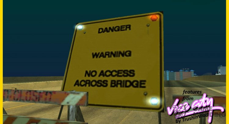 У барьеров включена подсветка как в GTA VC v1.01 для GTA San Andreas