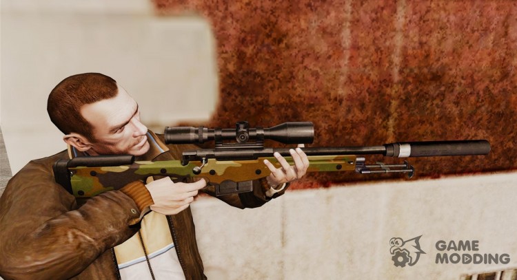 Снайперская винтовка AW L115A1 с глушителем v8 для GTA 4