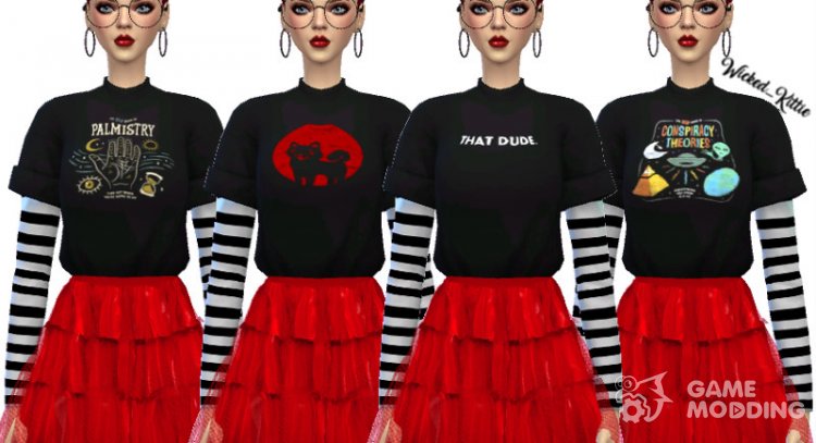 Kara Layered Tee Shirts для Sims 4