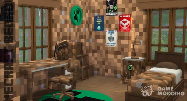 Pinkfizz Minecraft Bedroom para Sims 4