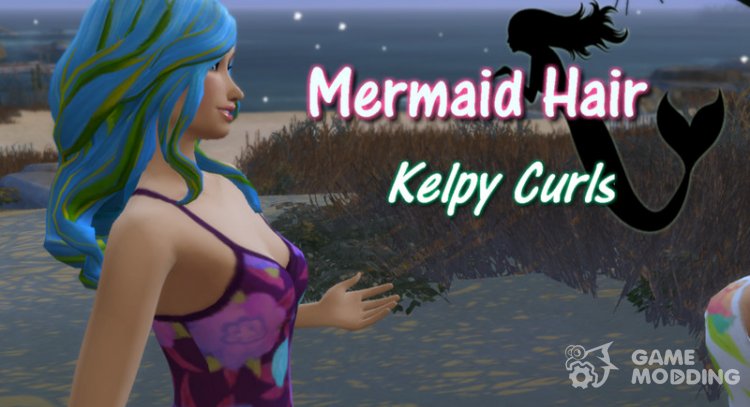 Kelpy Curls Hair Mermaid para Sims 4