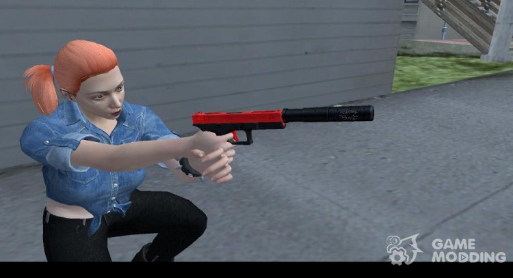 Silenced pistol black and red для GTA San Andreas