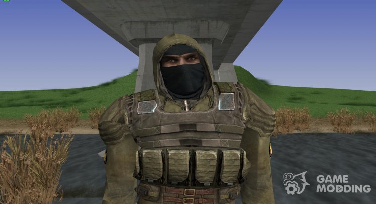 A member of the group Cleaners in the body armor CHN-1 of S. T. A. L. K. E. R V. 4 for GTA San Andreas