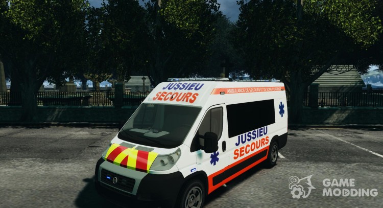 Una Ambulancia De Jussieu Secours Fiat 2012 para GTA 4
