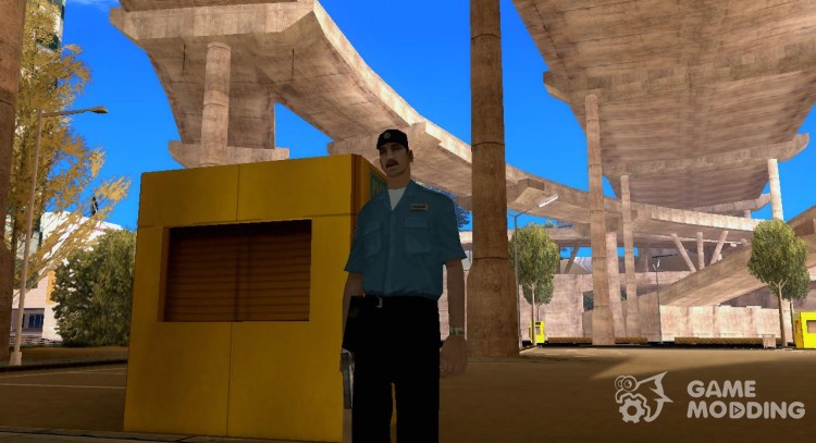 A security guard in the parking lot for GTA San Andreas