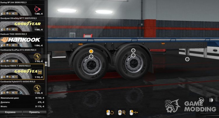 Реалистичные шины трейлера для Euro Truck Simulator 2