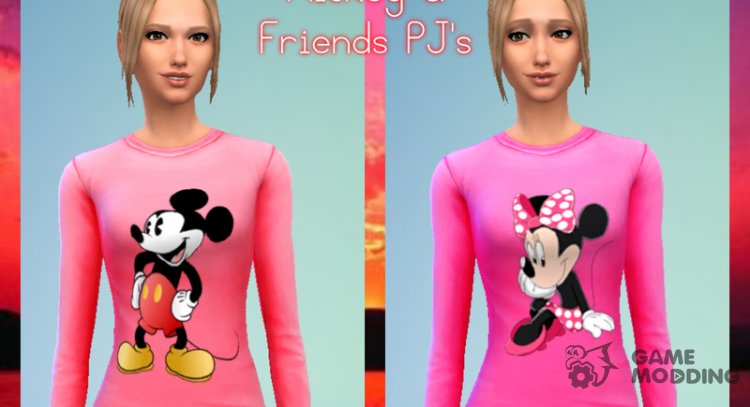 Mickey And Friends Pajama Set для Sims 4