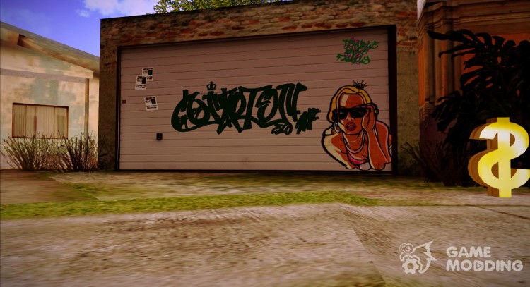 HD graffiti on Garage CJ at Gantone for GTA San Andreas
