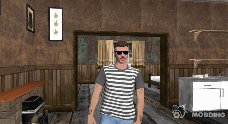 Skin HD GTA V Online парень с усиками для GTA San Andreas