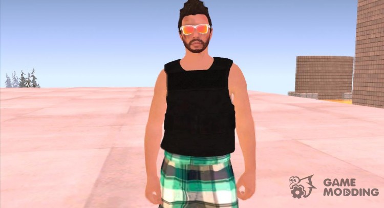 Skin HD GTA V Online в оранжевых очках для GTA San Andreas