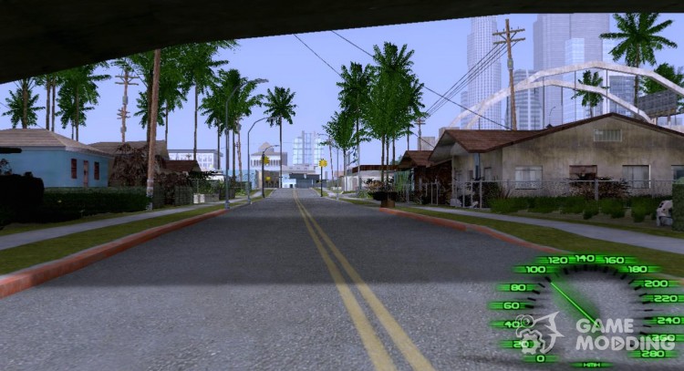 Зелёный прозрачный спидометр для GTA San Andreas