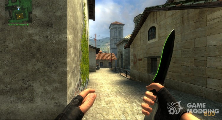 Green Trim/Carbon Grip Knife for Counter-Strike Source