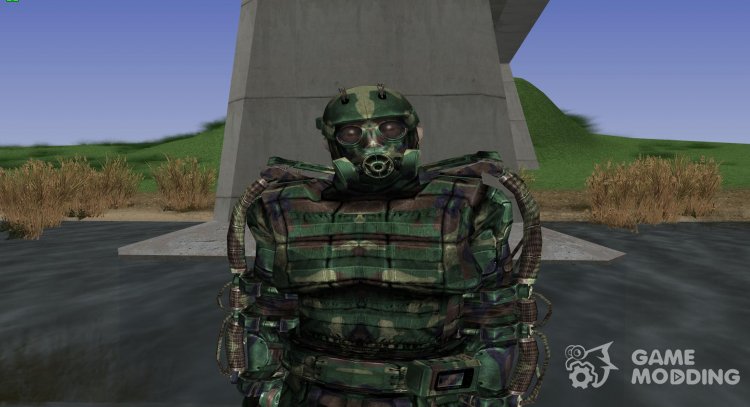 A member of the group the Avengers in the exoskeleton of S. T. A. L. K. E. R V. 2 for GTA San Andreas