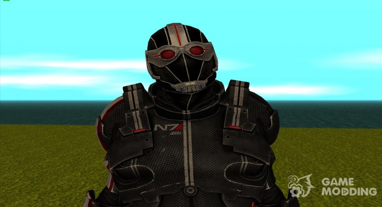 Shepard en el N7 Defender y en el casco Scout de Mass Effect 3 para GTA San Andreas