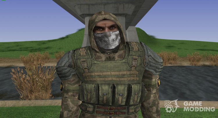 A member of the group Cleaners in the body armor CHN-1 of S. T. A. L. K. E. R V. 2 for GTA San Andreas