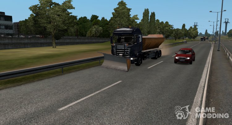 Snowplow Scania in traffic for Euro Truck Simulator 2