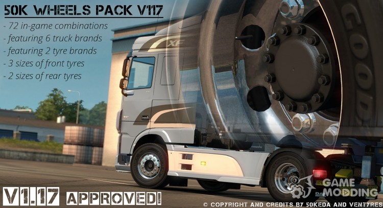 Pak wheels from 50Keda to version 1.19-1.21 for Euro Truck Simulator 2