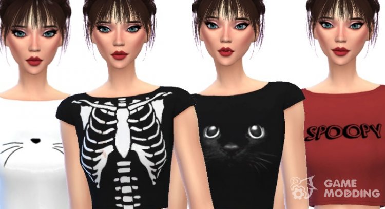Halloween Cute Crop Tops for Sims 4