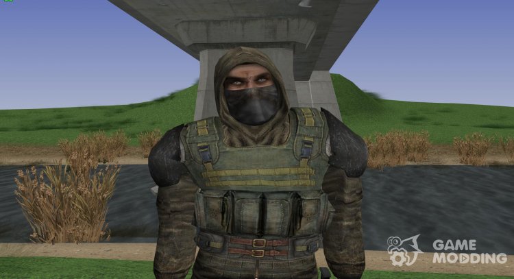 A member of the group Cleaners in the body armor CHN-1 of S. T. A. L. K. E. R V. 5 for GTA San Andreas