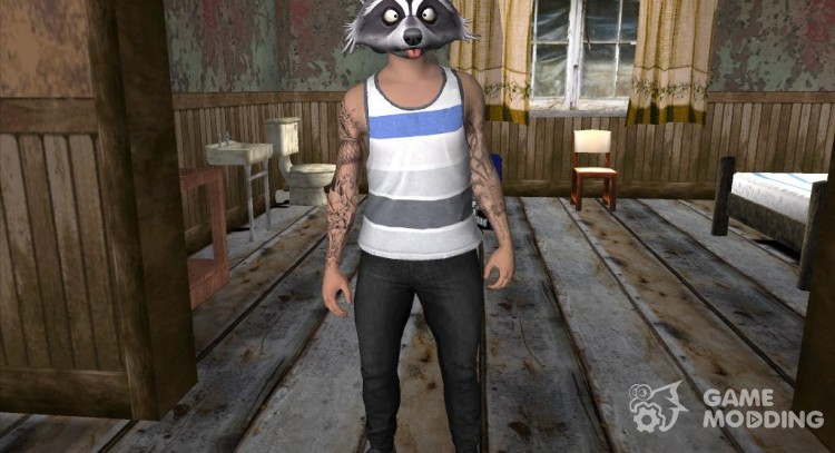 Skin HD GTA V Online Raccoon mask v2 for GTA San Andreas