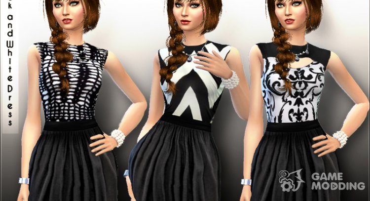 Black and White Dress para Sims 4