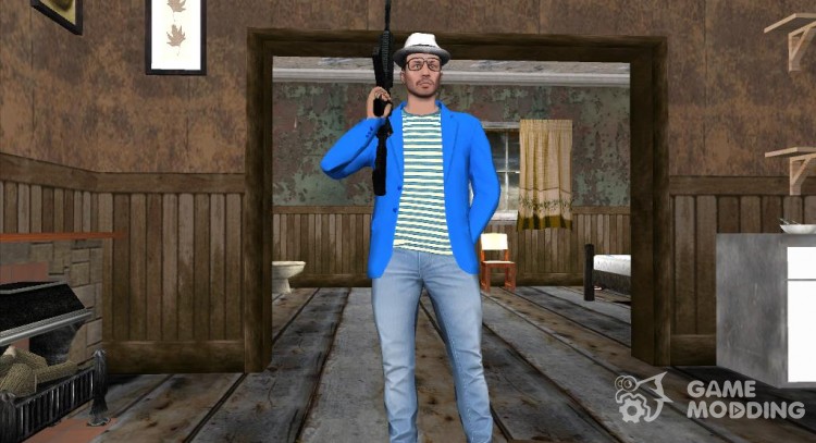 Skin HD GTA V Online guy in blue for GTA San Andreas