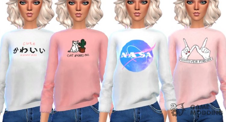 Tumblr Themed Sweatshirts - Mesh Needed for Sims 4